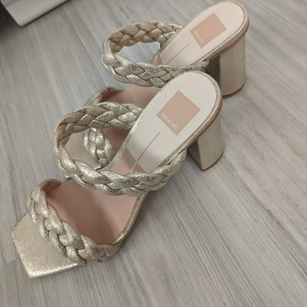 Dolce Vita Gold Braided Heeled Sandals